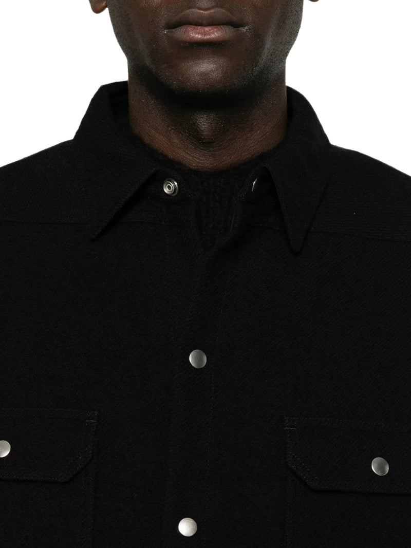 Rick Owens Men Wool Overshirt With Snap Buttons RICK OWENS
