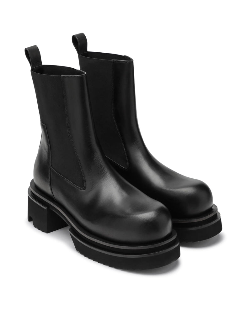 Rick Owens Men Bogun Black Leather Boots RICK OWENS