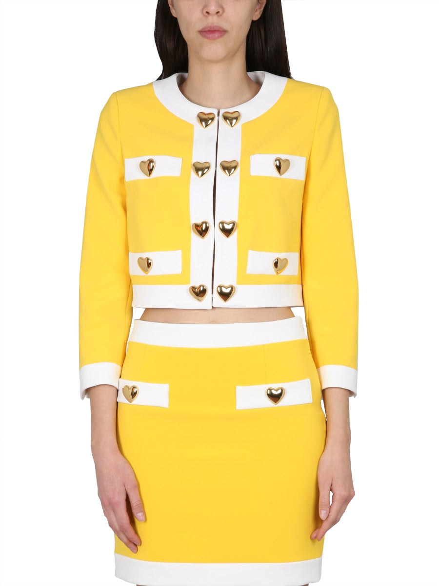 Moschino Women Heart Buttons Crepe Jacket MOSCHINO