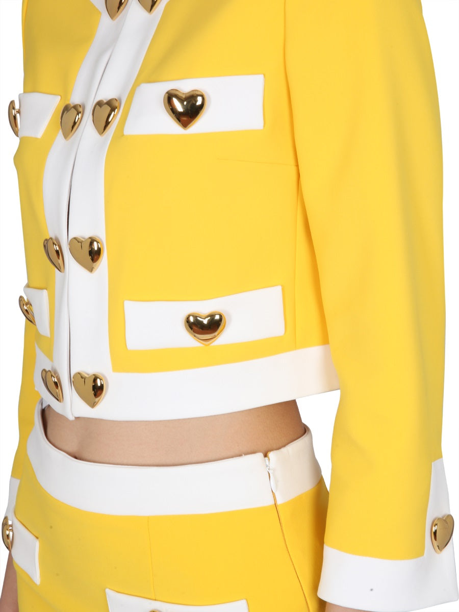 Moschino Women Heart Buttons Crepe Jacket MOSCHINO