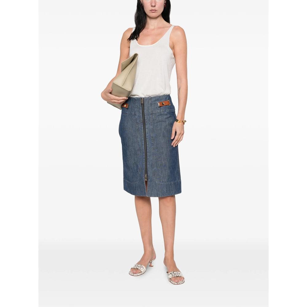 Fendi Blue Denim - Denim Skirts Women FENDI