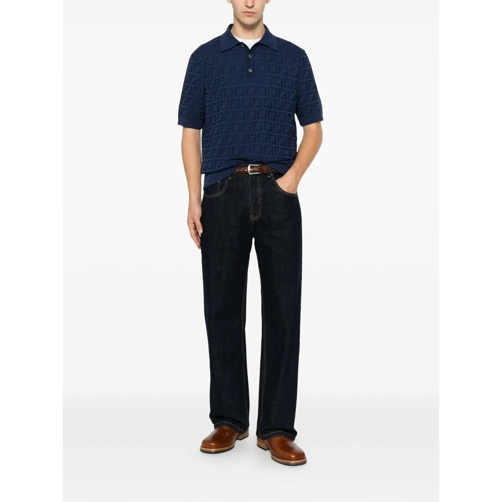Fendi Blue Polo Shirts Men FENDI