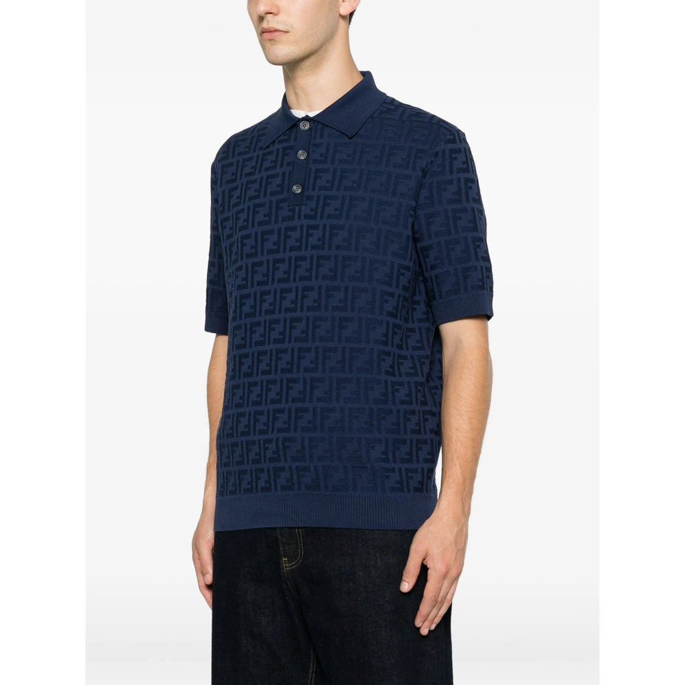 Fendi Blue Polo Shirts Men FENDI