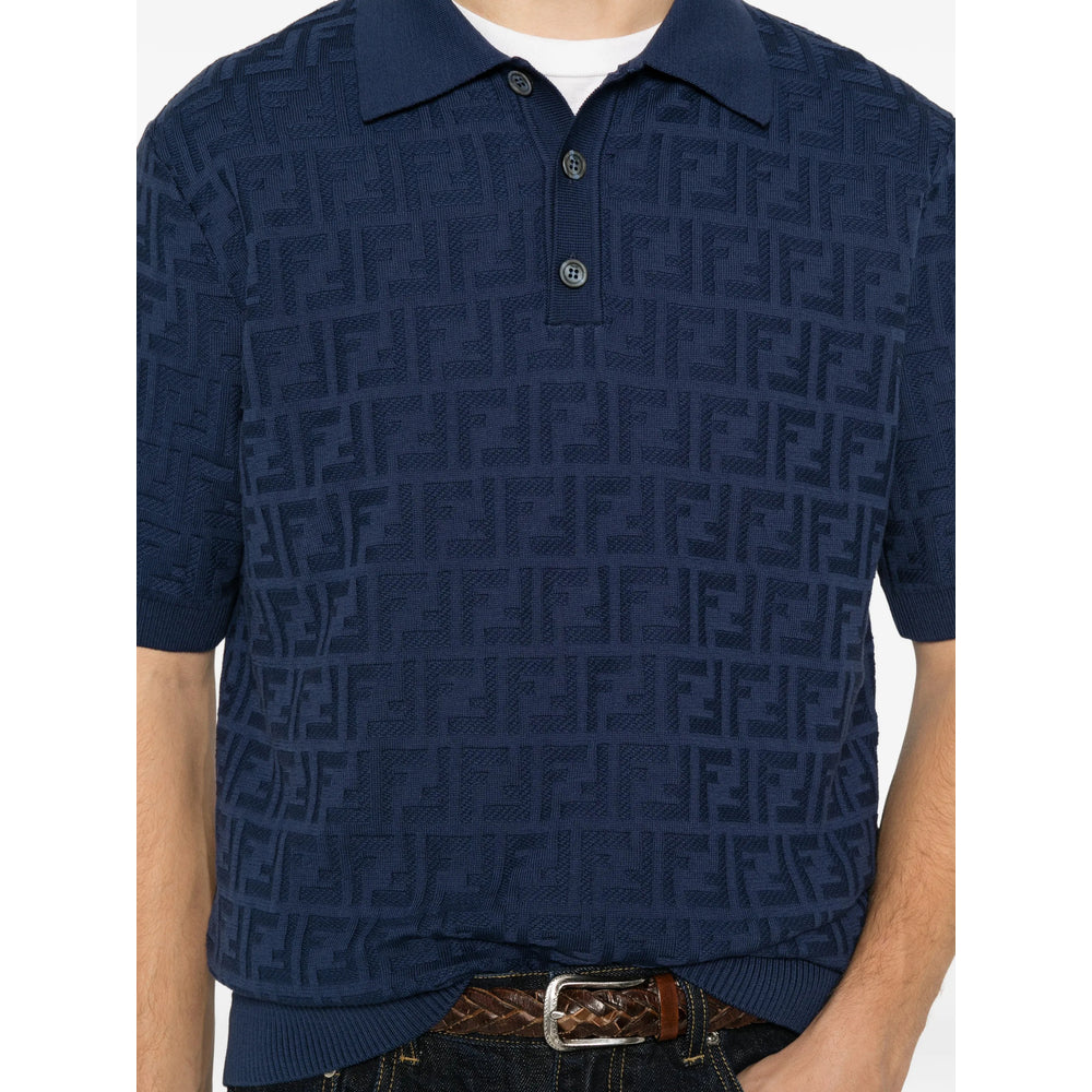 Fendi Blue Polo Shirts Men FENDI