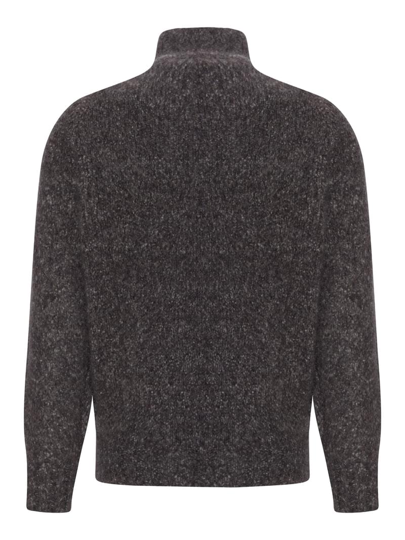 Brunello Cucinelli Men Boucle Knit Zip-Up Sweater With High Neck BRUNELLO CUCINELLI