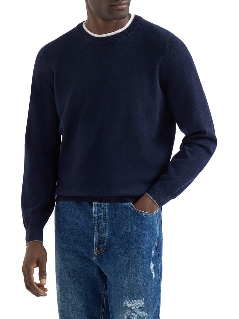 Brunello Cucinelli Men Essential Crew Neck Cashmere Sweater BRUNELLO CUCINELLI