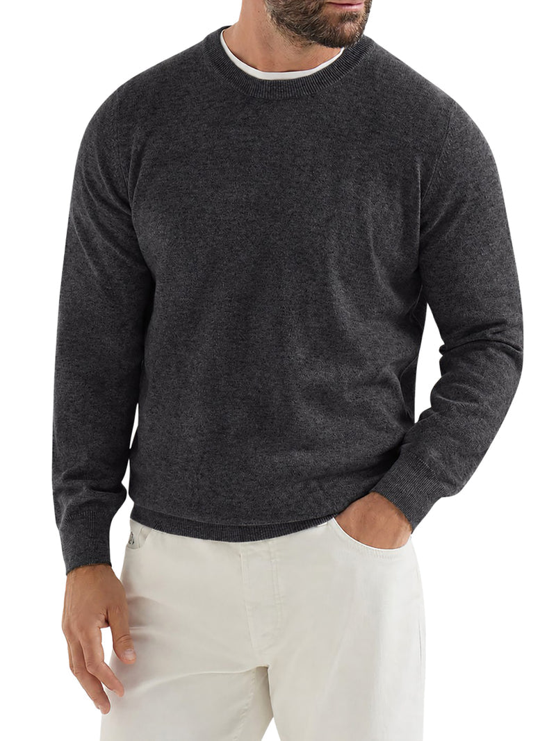 Brunello Cucinelli Men Essential Crew Neck Cashmere Sweater BRUNELLO CUCINELLI