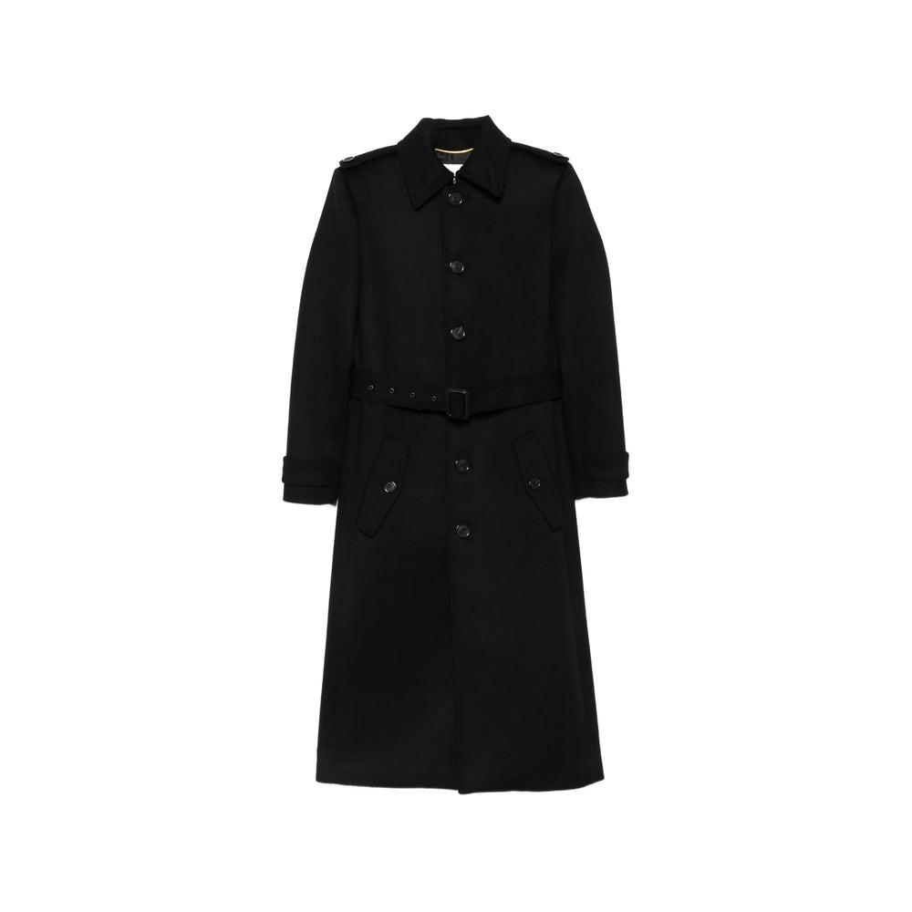 Saint Laurent Black Coats - Single Breasted Coats Women