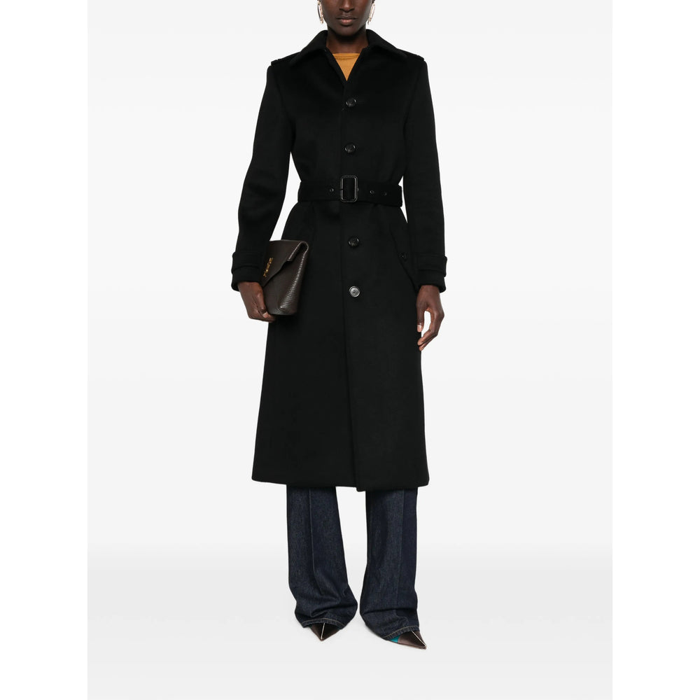 Saint Laurent Black Coats - Single Breasted Coats Women
