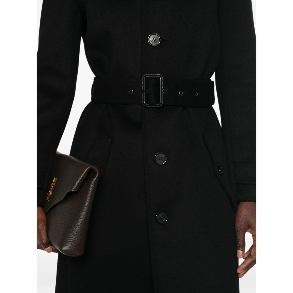Saint Laurent Black Coats - Single Breasted Coats Women