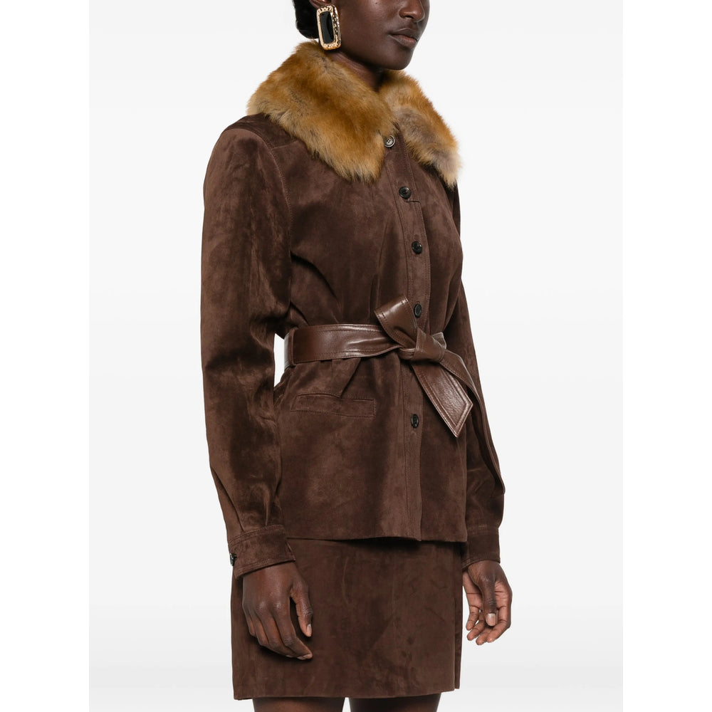 Saint Laurent Brown Jackets - Leather Jackets Women