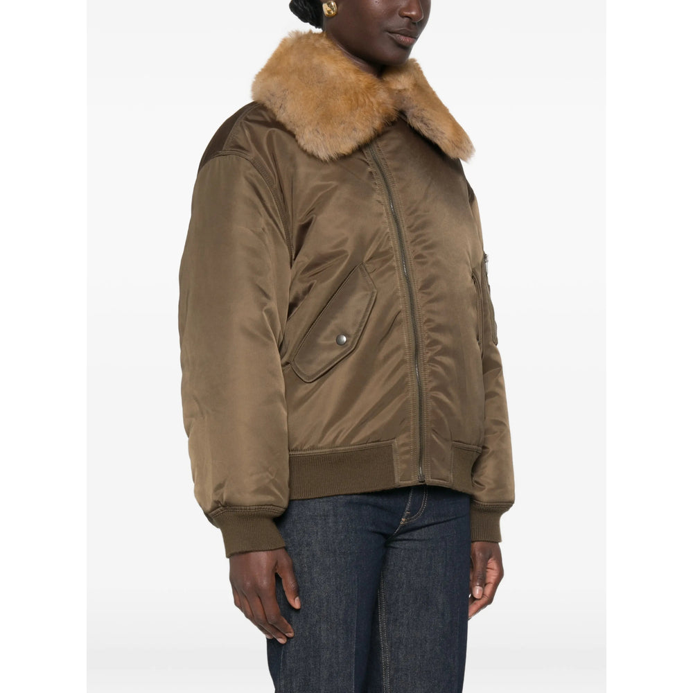 Saint Laurent Green Jackets - Puffer Jackets Women