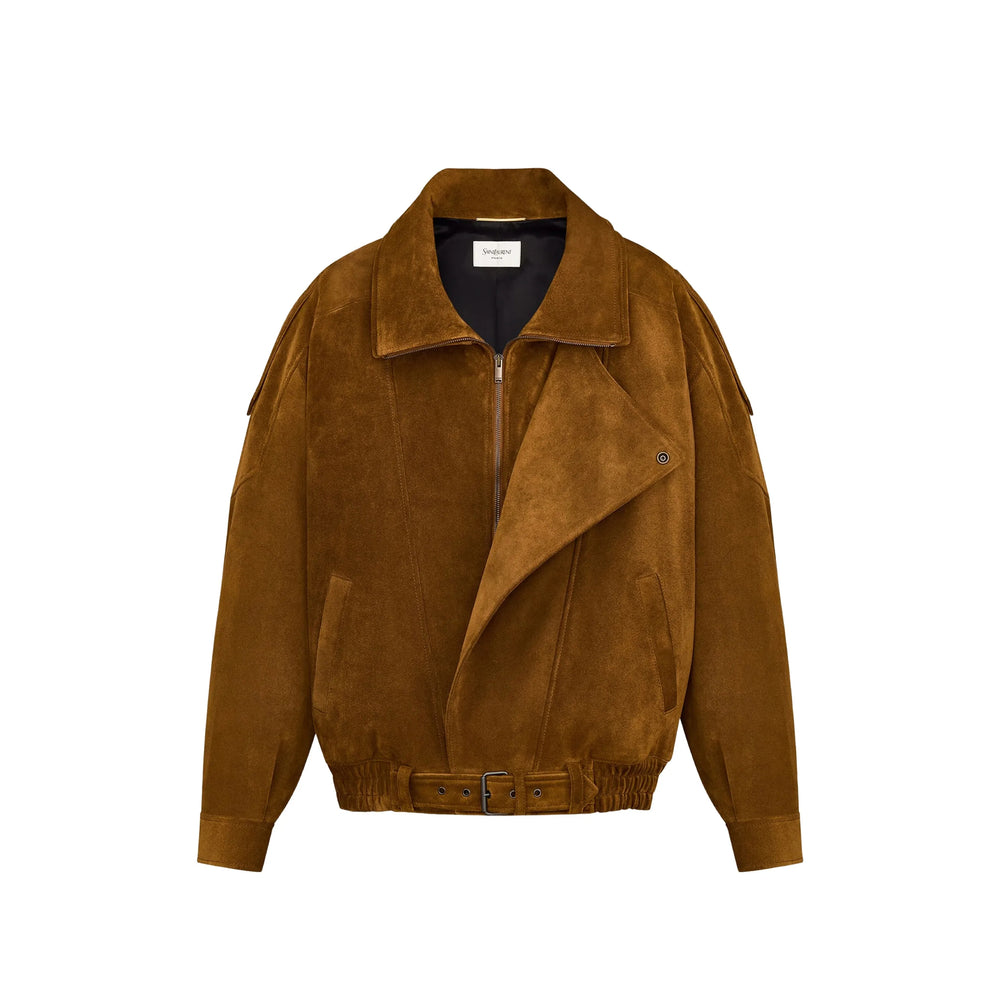 Saint Laurent Brown Jackets - Leather Jackets Women SAINT LAURENT