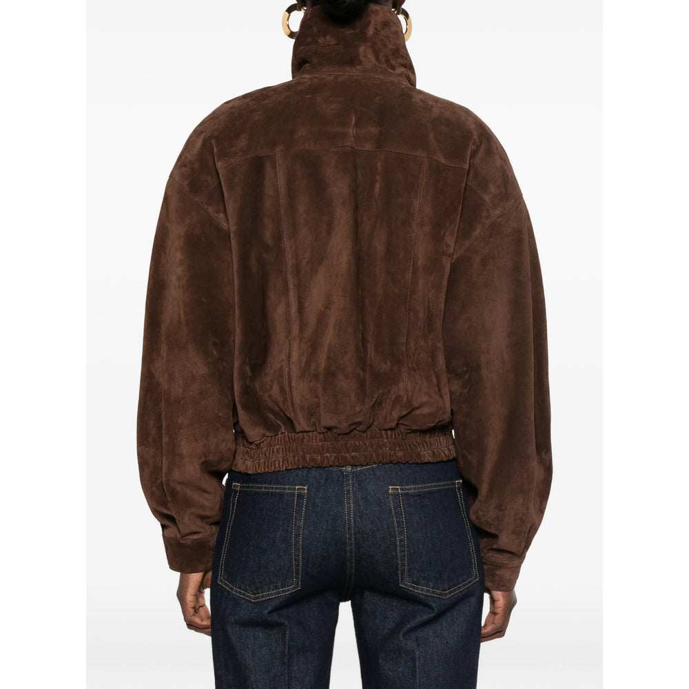 Saint Laurent Brown Jackets - Leather Jackets Women
