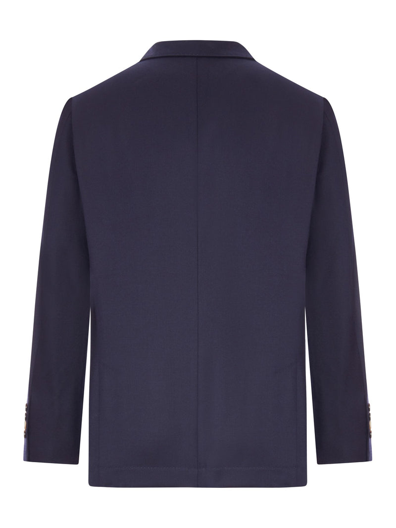 Brunello Cucinelli Men Blue Cashmere Blazer With Contrasting Lining BRUNELLO CUCINELLI