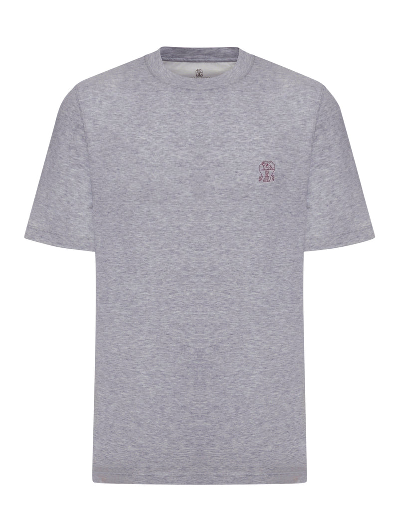 Brunello Cucinelli Men Cotton T-Shirt With Contrasting Logo Print BRUNELLO CUCINELLI
