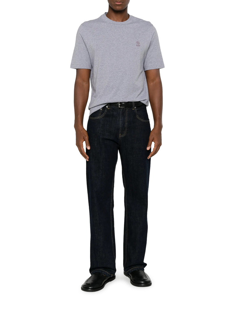 Brunello Cucinelli Men Cotton T-Shirt With Contrasting Logo Print BRUNELLO CUCINELLI