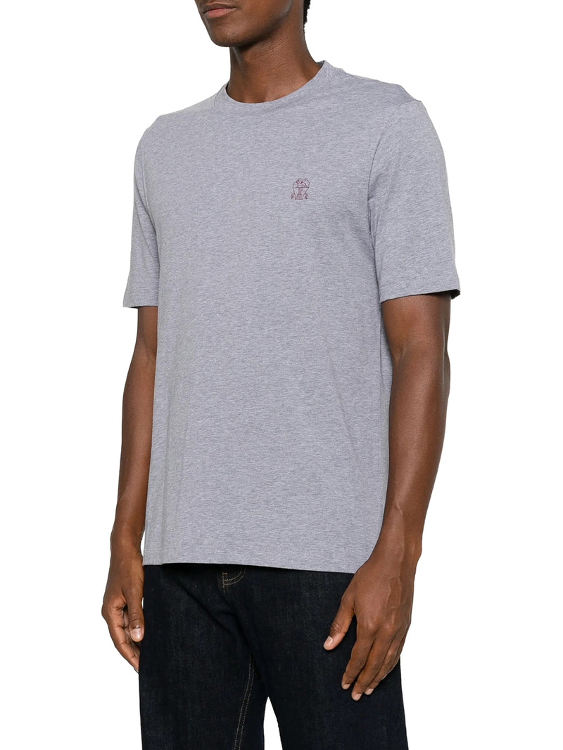 Brunello Cucinelli Men Cotton T-Shirt With Contrasting Logo Print BRUNELLO CUCINELLI