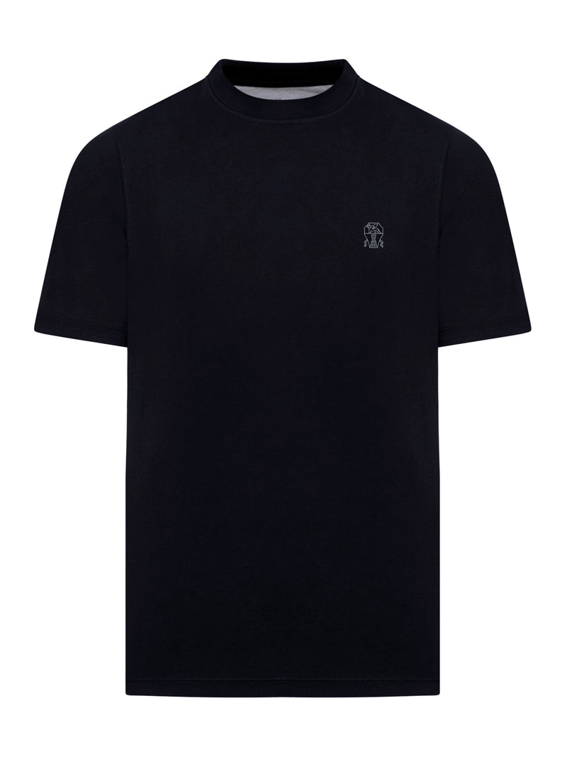 Brunello Cucinelli Men Cotton T-Shirt With Contrasting Logo Print BRUNELLO CUCINELLI