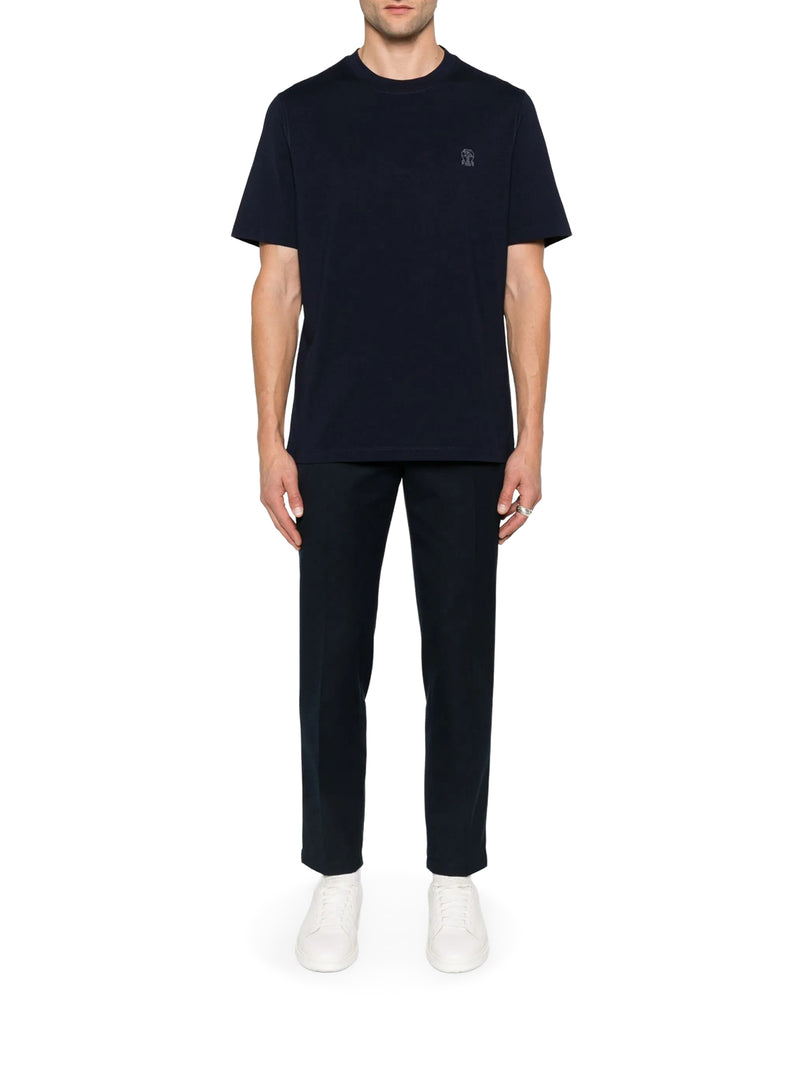 Brunello Cucinelli Men Cotton T-Shirt With Contrasting Logo Print BRUNELLO CUCINELLI