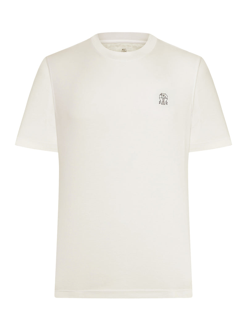 Brunello Cucinelli Men Cotton T-Shirt With Contrasting Logo Print BRUNELLO CUCINELLI