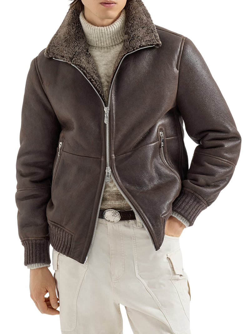 Brunello Cucinelli Men Vintage Shearling Bomber BRUNELLO CUCINELLI
