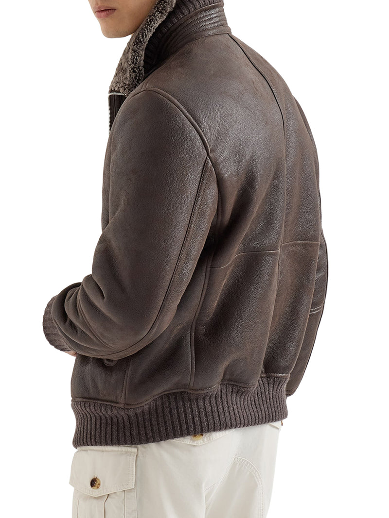 Brunello Cucinelli Men Vintage Shearling Bomber BRUNELLO CUCINELLI