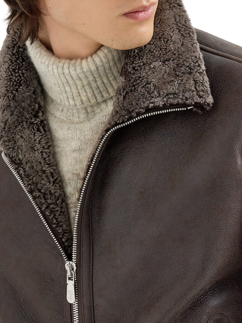 Brunello Cucinelli Men Vintage Shearling Bomber BRUNELLO CUCINELLI