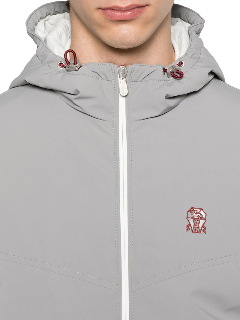 Brunello Cucinelli Men Technical Fabric Jacket With Hood BRUNELLO CUCINELLI