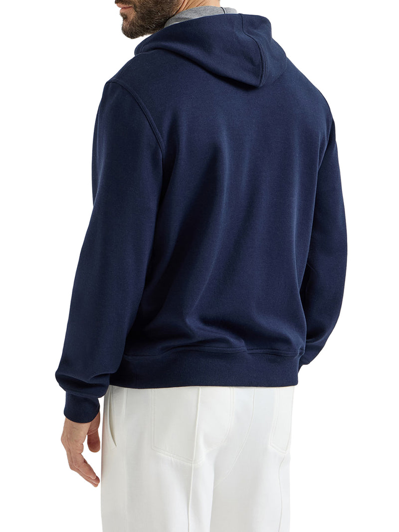 Brunello Cucinelli Men Double Cotton, Cashmere And Silk Sweatshirt Topwear With Zip And Hood BRUNELLO CUCINELLI