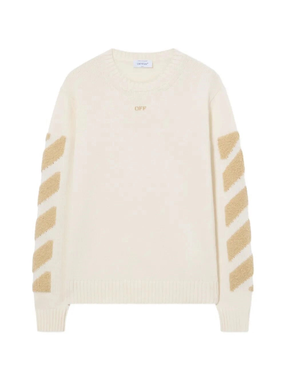 Off White Men `Diag Fuzzy` Crew Neck Sweater OFF-WHITE