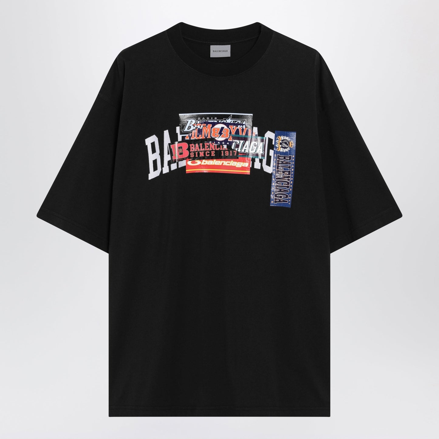 Balenciaga Bumper Stickers Medium-Fit Cotton T-Shirt In Black Men BALENCIAGA