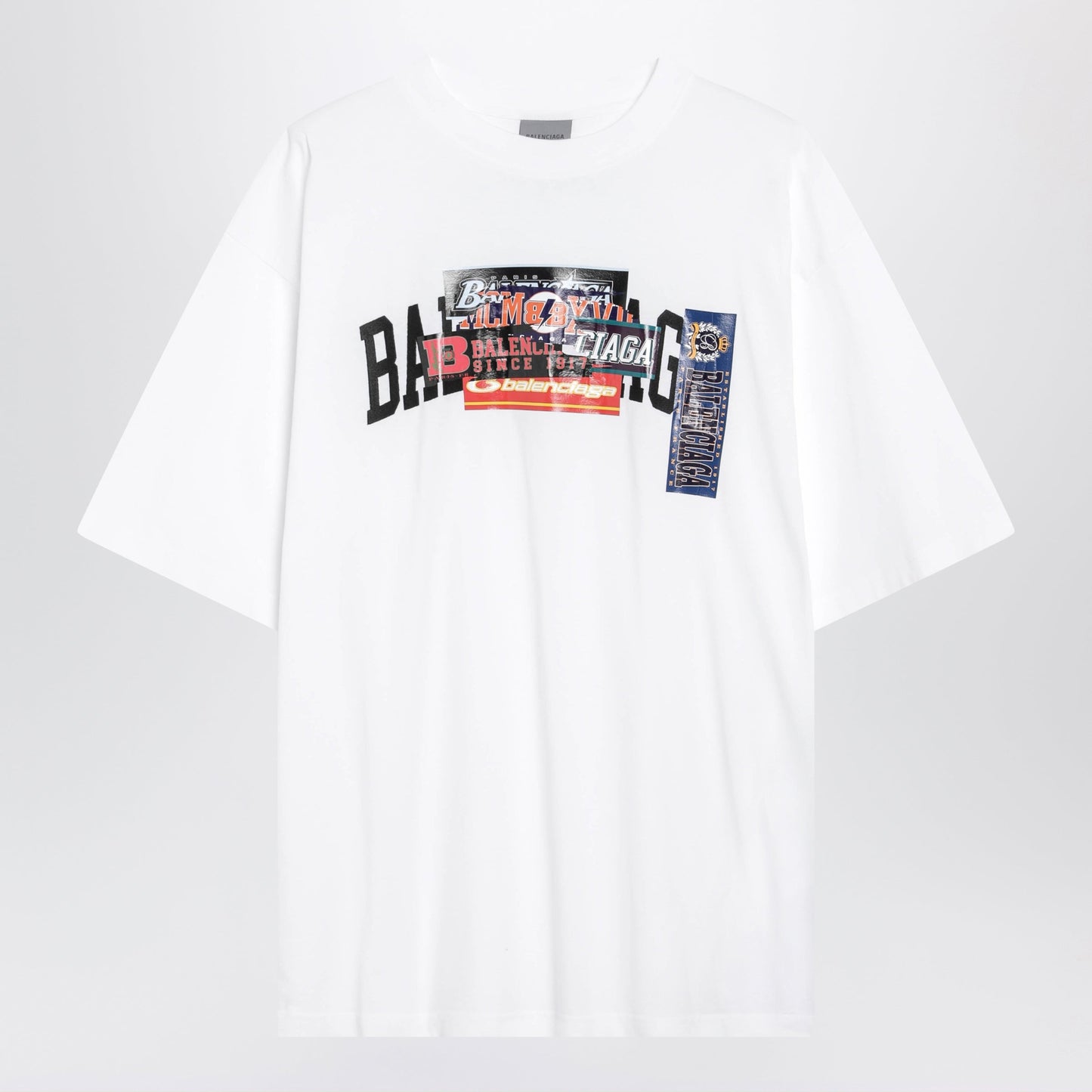 Balenciaga Bumper Stickers Medium-Fit Cotton T-Shirt In White Men BALENCIAGA