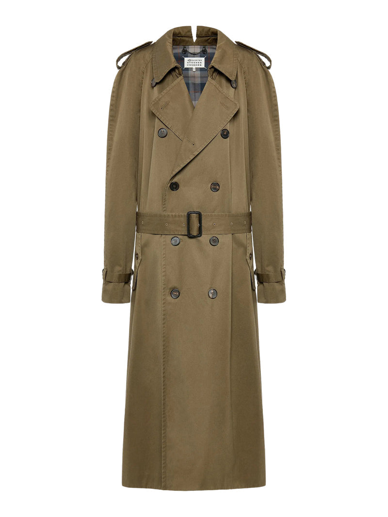 Maison Margiela Women Long Double-Breasted Cotton Trench Coat MAISON MARGIELA