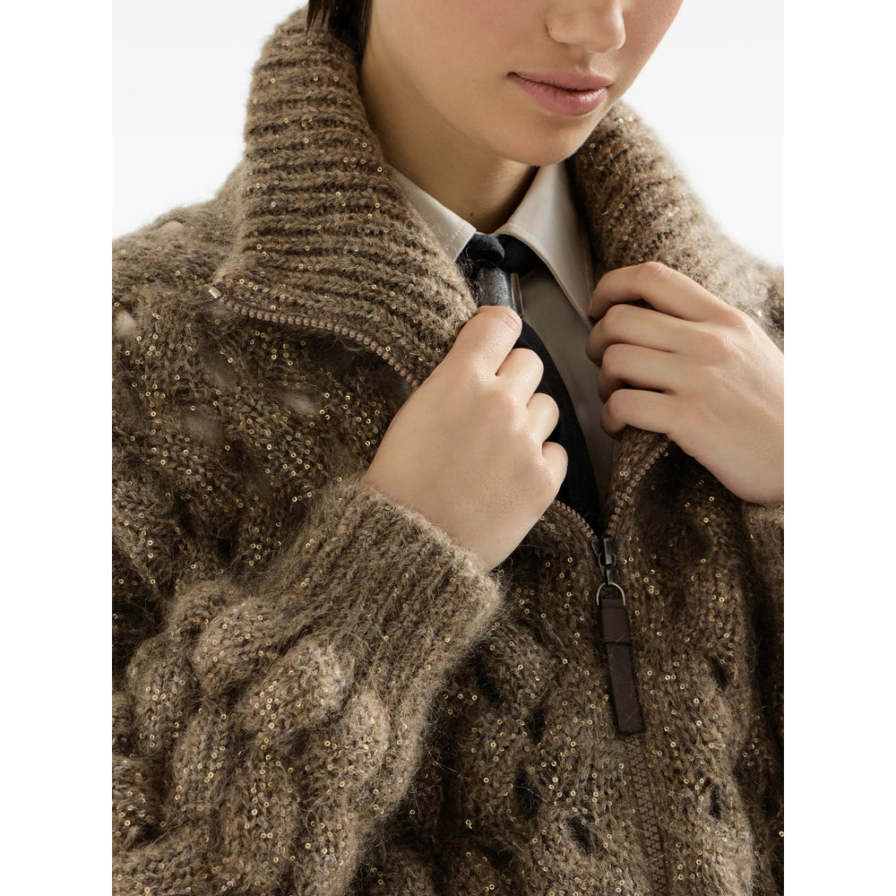 Brunello Cucinelli Brown Knitwear - Cardigans Women BRUNELLO CUCINELLI