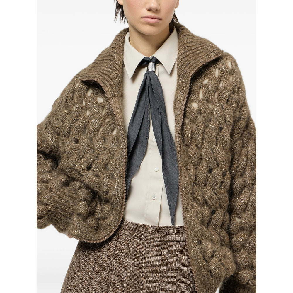 Brunello Cucinelli Brown Knitwear - Cardigans Women BRUNELLO CUCINELLI