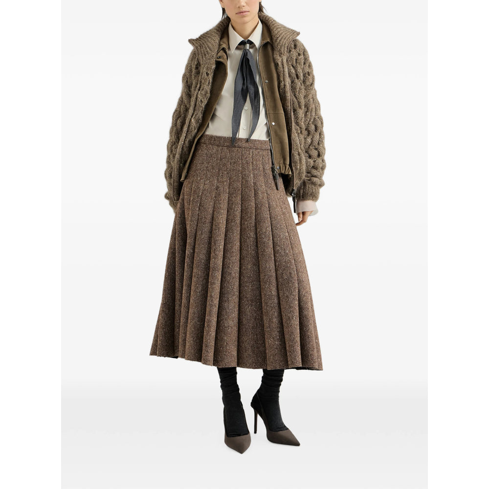 Brunello Cucinelli Brown Skirts - Pleated Skirts Women BRUNELLO CUCINELLI
