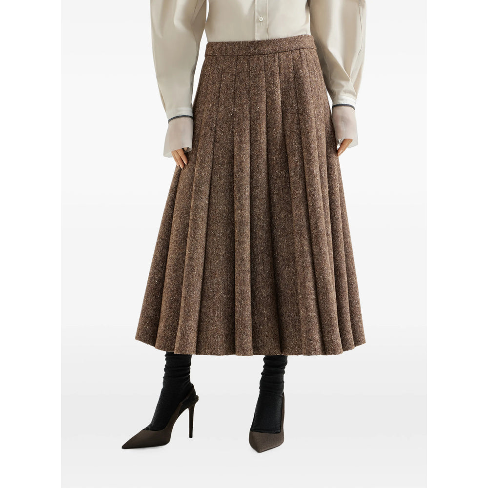 Brunello Cucinelli Brown Skirts - Pleated Skirts Women BRUNELLO CUCINELLI