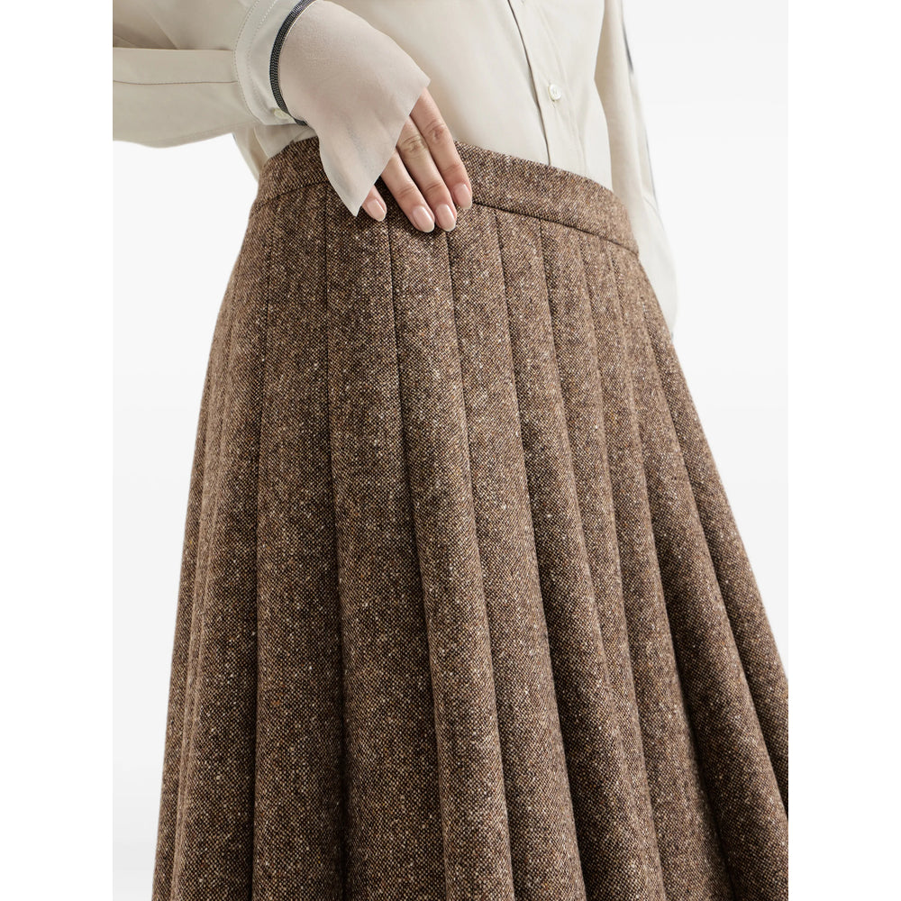 Brunello Cucinelli Brown Skirts - Pleated Skirts Women BRUNELLO CUCINELLI