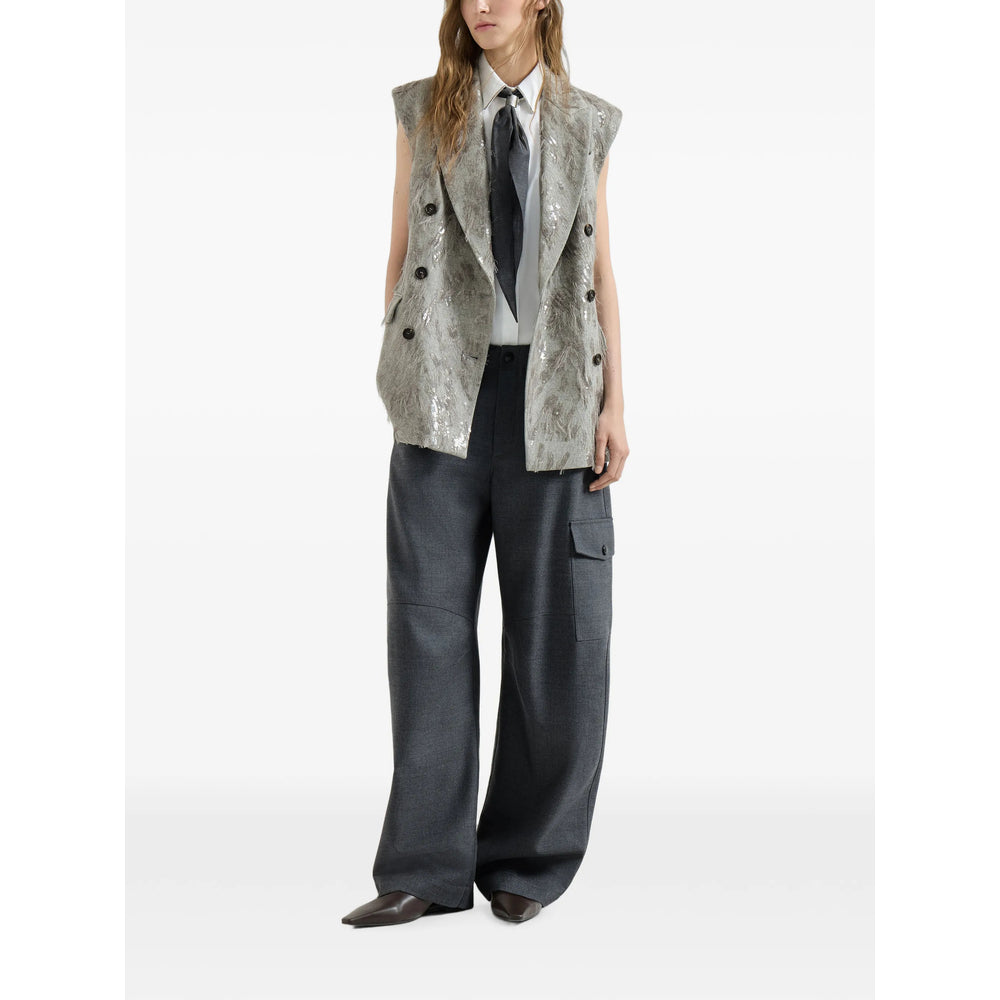 Brunello Cucinelli Grey Trousers - Straight Trousers Women BRUNELLO CUCINELLI