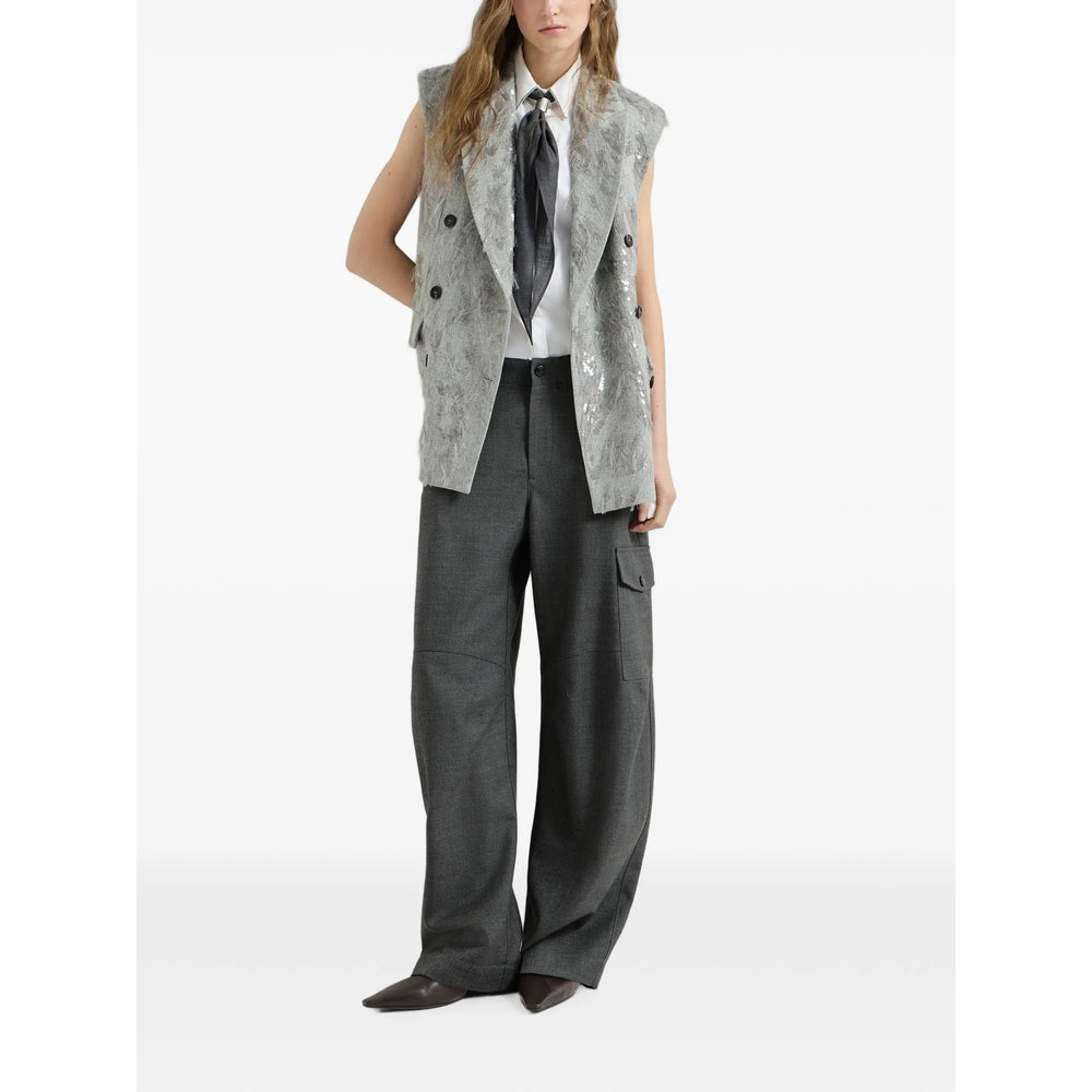 Brunello Cucinelli Grey Trousers - Straight Trousers Women BRUNELLO CUCINELLI