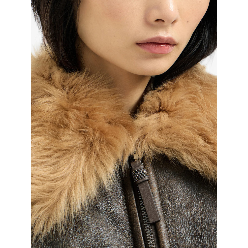 Brunello Cucinelli Brown Jackets - Leather Jackets Women BRUNELLO CUCINELLI