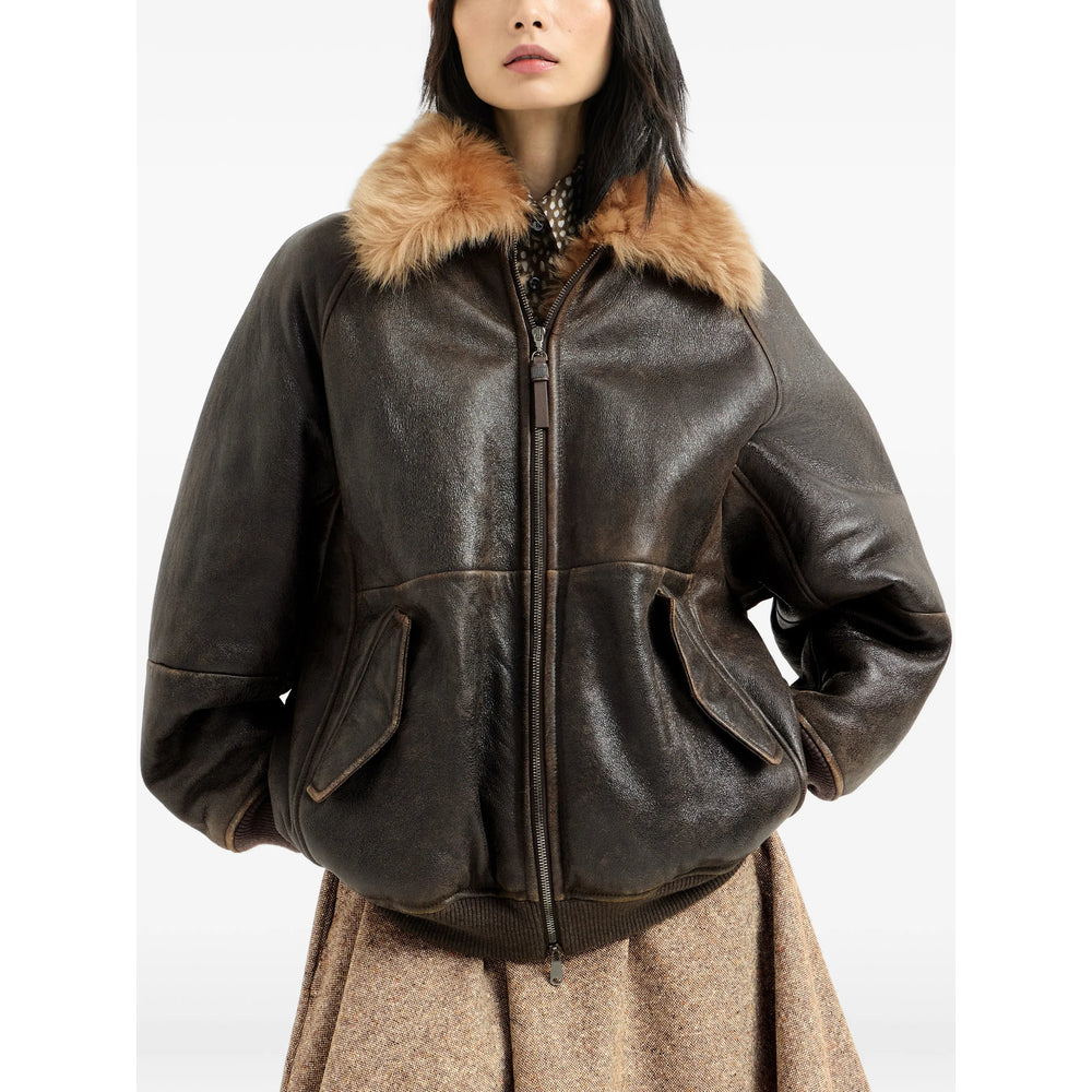 Brunello Cucinelli Brown Jackets - Leather Jackets Women BRUNELLO CUCINELLI