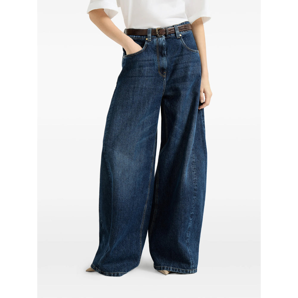 Brunello Cucinelli Blue Denim - Wide-Leg Jeans Women BRUNELLO CUCINELLI