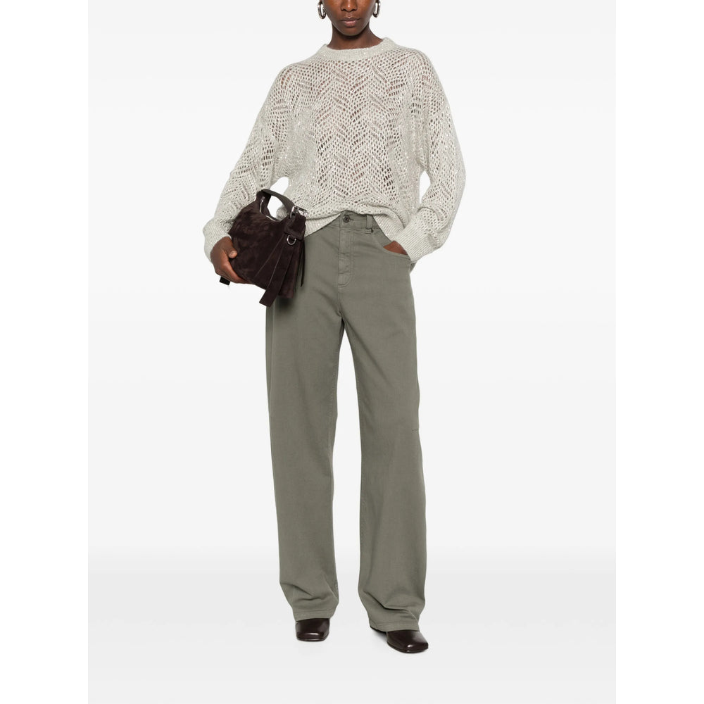Brunello Cucinelli Green Denim - Wide-Leg Jeans Women BRUNELLO CUCINELLI