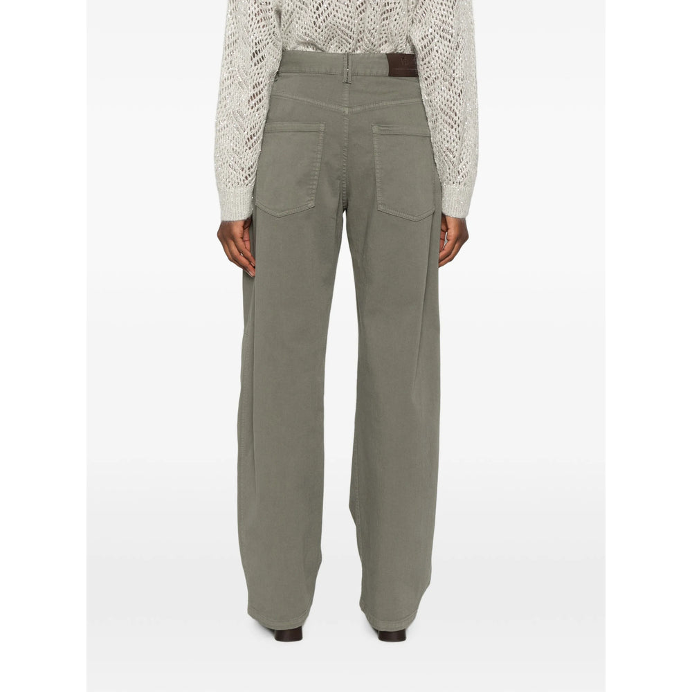 Brunello Cucinelli Green Denim - Wide-Leg Jeans Women BRUNELLO CUCINELLI