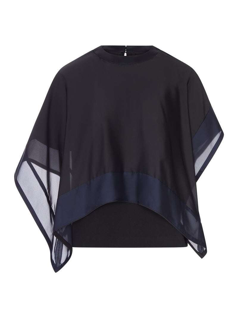 Sacai Women Cotton T-Shirt With Chiffon Cape SACAI