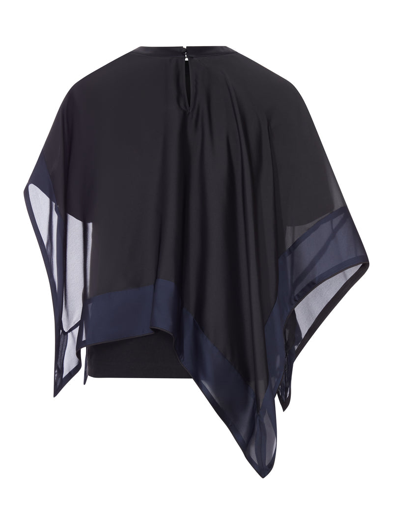 Sacai Women Cotton T-Shirt With Chiffon Cape SACAI