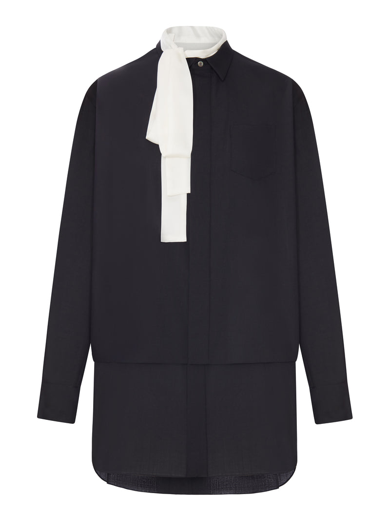 Sacai Women Shirt Dress With Integrated Scarf SACAI