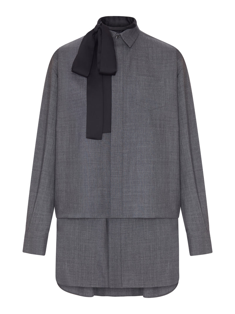 Sacai Women Shirt Dress With Integrated Scarf SACAI